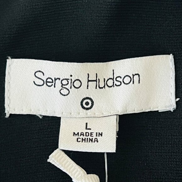 Sergio Hudson Women's Black Long Sleeve Zip Back Midi Sheath Dress Sz Large NWT - Picture 10 of 14